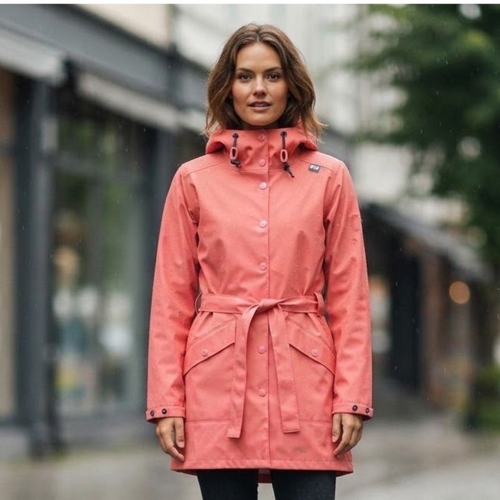 Helly Hansen Kirkwall II Raincoat Wild Rose Belted Waterproof Hooded Jacket S